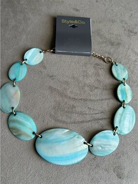 Style & Co. Shell-Effect Linked Disc Necklace in Aqua